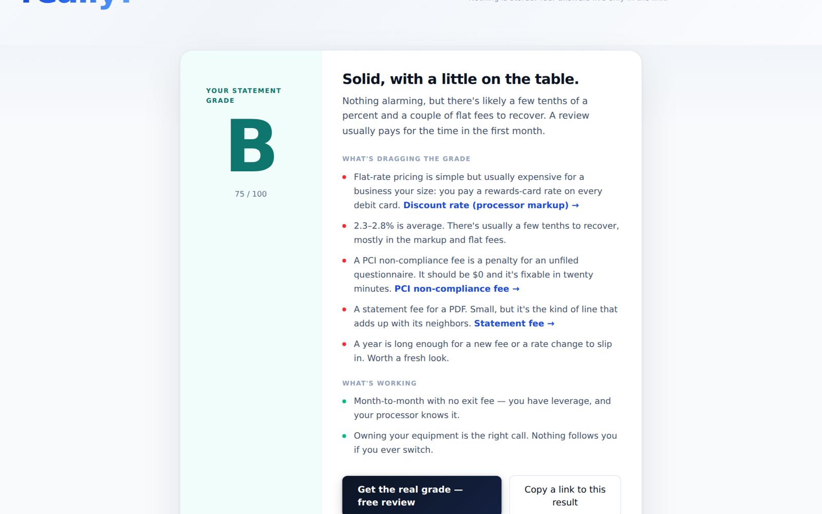 Statement Report Card screenshot